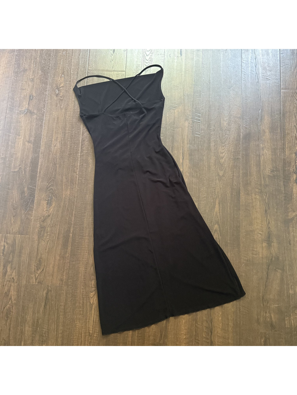 VTG Y2K Forever 21 Black Cowl Neck Asymmetrical Midi Dress S USA Western NFR